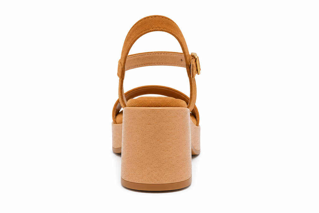 Sandale Compensée Élégance Camel – Talon Confort & Style Été 2026