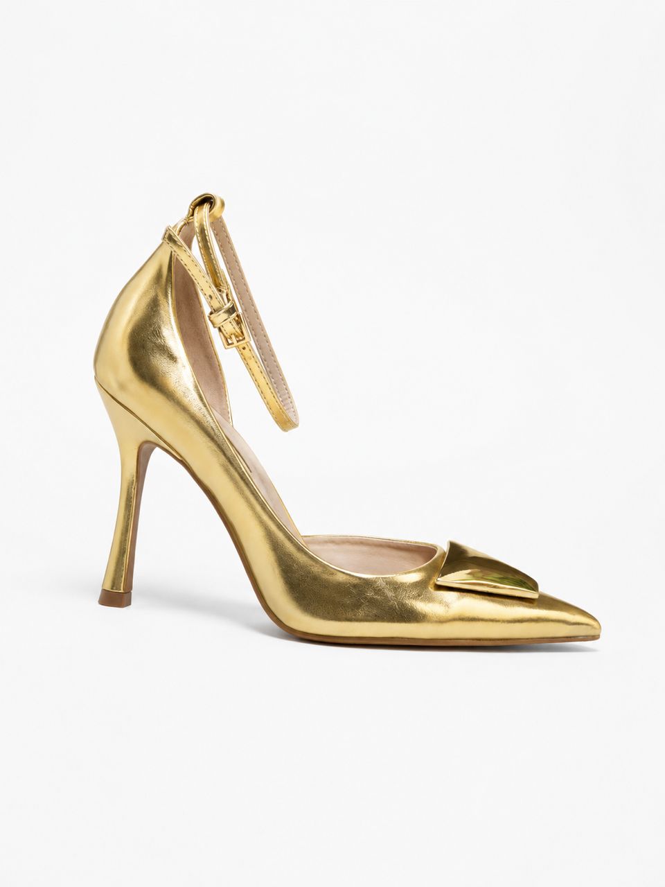 Escarpins Dorés Luxe Glamour – Talon Haut & Bride Cheville Élégante