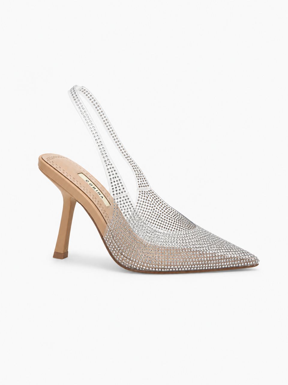 Escarpins Slingback Strass Élégance – Argent Brillant | Talon Haut Femme